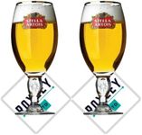 RoxleyLtd Roxley Stella Artois Nucleated Gold Rimmed Pint Glasses X2Lager Beer Glass 56Cl Size Man Cave Made in UK