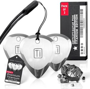 Titanium Guitar Picks, Must-Have Guitar Accessories for Music Lovers, All-Around Metal Pick for Bass, Ukulele, and More, Awesome Guitar Gifts, Comes with a Silicone Strap, 3-Pack - GPCA