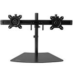 StarTech.com Dual Monitor Mount - Supports Monitors 12'' to 24'' - Adjustable - VESA Monitor Stand for Desk - Low Profile Base - Horizontal - Black (ARMBARDUO)