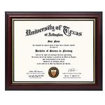 GraduationMall 8.5x11 Certificate Diploma Frame,Solid Wood & UV Protection Acrylic,Cherry Finish with Gold Trim