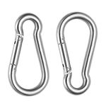 2Pcs M10 Carabiner Hook, Stainless Steel Carabiner Clip Heavy Duty Snap Hook Large Carabiner Snap Hook Clips Spring Snap Clip Keychain Locking Carabiner for Outdoor,Camping, Hiking,Traveling,Fishing