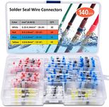 Preciva Solder Seal Wire Connectors, 140 PCS Waterproof Heat Shrink Butt Connectors, Electrical Wire Terminals, Marine Insulated Butt Splices