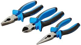 Draper 3 Piece 160mm Plier Set | Soft Grip Hand Tools Kit | Carbon Steel Long Nose Pliers | Combination & Diagonal Side Cutters | Hardened Jaws & Cutting Edges | 45864