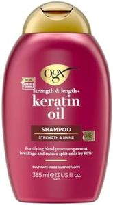 OGX Strength & Length + Keratin Oil Fortifying Anti-Frizz Shampoo for Damaged Hair & Split Ends, with Keratin Proteins & Argan Oil, Paraben-Free, Sulfate-Free Surfactants, 385ml