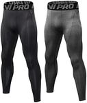 LNJLVI 2 Pack Men's Compression Pants Running Tights Workout Leggings(Grey-Black,L)