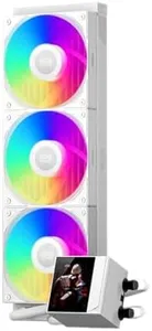 PCCOOLER CPS DC360 Pro ARGB Display AIO 360mm Liquid Cooler, High Capacity Radiator, 2.4 Inch IPS Display, 400mm ARGB Water Cooling, High Performance F5 R120 OC Fan (White)