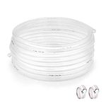 Geowaky Clear Plastic Tubing 1/2" ID × 5/8" OD -100 Ft Dimensions 60PSI,Flexible Vinyl Tubing BPA Free Non-Toxic, Multipurpose Hybrid Clear Reinforced Tubing with 2 Screw Clamps