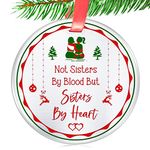 Elegant Chef Christmas Ornament Gift for Best Friends- Not Sisters by Blood but Sisters by Heart- Long Distance for BFF Unbiological Soul Sister, Besties- 3 inch Flat Stainless Steel