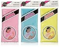 Salux Nylon Japanese Beauty Skin Bath Wash Cloth/Towel (3) Blue Yellow And Pink