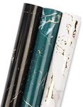 RUSPEPA Wrapping Paper Roll - Mini Roll - 3 Different Marble Design (42.5 sq. ft.ttl.) - 43.2 cm X 3.05 m Per roll