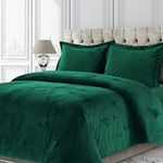 Tribeca Living VENICEDUVETKIEG Venice Velvet Oversized Solid Duvet Set, King, Emerald Green