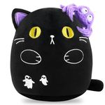 Halloween Stuffed Animal Plush Toy - 7.8 Inch Spider Ghost Black Cat Plush Pillow Soft, Cute Stuff Animals Plushies Toys Gift for Kids Girls Boys, Halloween Party Decorations, Birthday Christmas