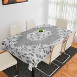 Kuber Industries Dining Table Cover | Net Table Cloth Cover | 6 Seater Table Cloth | Flower Table Cover | Table Protector | Table Cover for Dining Table | 60x90 Inch | S21 | Gray