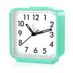 AMIR Analog Alarm Clock, Newest Silent Non Ticking Small Clock, Travel Alarm Clock with Snooze & Light, Ascending Beep Sounds, Battery Operated Loud Alarm Clock for Bedroon, Bedside, Desk (Green)