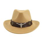 FASHIONMYDAY Casual Cowboy Hat Wide Brim Props Lightweight for Women Men Adults Holidays Camel | Hats