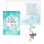 Smiling Wisdom - A Dandelion Wish You Joy Story Gift Set - Real Dandelion Seeds Dangle Dragonfly - Goodbye, Birthday, Retirement, Journey, Graduation - Her Women Friendship Grad - Stainless Steel, Silver Color