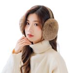 THE DDS STORE Ear Muffs for Women - Winter Ear Warmers - Soft & Warm Cable Knit Furry Fleece Earmuffs - Ear Covers for Cold Weather (Khaki)