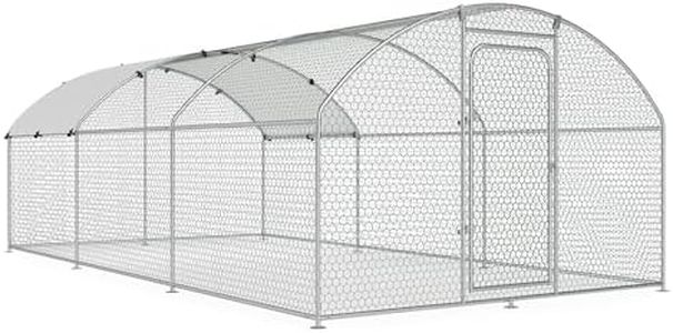 Large Metal Chicken Coop Chicken Run Hen Rabbit Duck House with Waterproof Cover for Outdoor Walk-in Poultry Cage Back Yard, Dome Roof(10’ W x 19.7’ L x 6.4’ H)