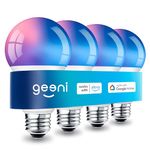 Geeni Prisma Plus 800 2700K-6500K Tunable and Dimmable A19, 60W Equivalent RGBW LED Smart WiFi Light Bulb, Compatible with Alexa and Google Assistant (4 Pack)