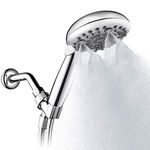 ALTON SHR20975 ABS Chrome Finish 6-Function 5 inch Shower Head with 1.5 Meter Hose Pipe, Arm and Adjustable Bracket (Silver)