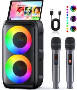 Karaoke Machine 2 Microphones (Newest gen) | Bluetooth Speaker | Supports TV/Smartphone/iPad/TWS/AUX/USB/FM | For Party, Home, Outdoors, Travel, Portable Recorder