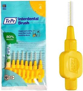 TePe Interdental Brush, Original, Yellow, 0.7mm/ISO 4, 8pcs, efficient Cleaning Between Teeth, Plaque Remover and Dental flosser for Small Gaps