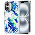 MOSNOVO Case for iPhone 16 Plus - Clear Slim Shockproof TPU+PC, [ 6.6 ft Drop Protection/Anti Sctrach ] - Sea Turtles