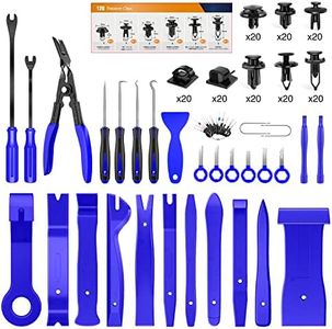 GOOACC 200Pcs Trim Removal Tool, Auto Push Pin Bumper Retainer Clip Set Fastener Terminal Remover Tool Adhesive Cable Clips Round Handle Crowbar Pry Kit Car Panel Radio Removal Auto Clip Pliers