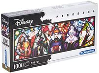 Clementoni - Disney Panorama Collection Villains - Jigsaw Puzzles 1000 pieces for Adults and Children, 10 Years old and up, Made in Italy, 39516,40 x 21 x 6