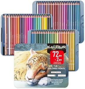 KALOUR 72 Piece Metallic Colored Pencils, Soft Core with Vibrant Color,Ideal for Drawing, Blending, Sketching, Shading, Coloring for Adults Artists Beginners