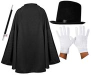 CHILDS MAGICIAN FANCY DRESS COSTUME - ACCESSORY SET - BLACK CAPE