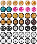 Poen 21 Sets Model Car Replacement Wheels 1: 64 Wheels 1/64 Scale Wheels Rubber Tires for Model Cars Rims Accessories, Mixed Styles (Trendy Color,Classic)
