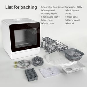 Hermitlux Tabletop Dishwasher – 5 Place Settings, Compact Countertop