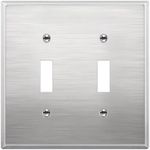 LIDER Toggle Switch Metal Wall Plate, Impact/Corrosion Resistant, Metal Light Switch Cover, 430 Stainless Steel, Modern Decoration Upgrading, Mid-Size 2-Gang 4.88" x 4.92", Stainless Steel