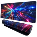 Cybixa Mouse Mat and Desk Mat with Stitched Edges and Rubber Base for Mouse Pad Gaming, Large Mouse Mat and Gaming Mouse Pad, Keyboard Mat, Mousepad and Desk Pad (800 x 300 mm) (Cyber Fire)