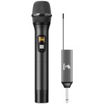 TONOR Wireless Microphone, UHF Metal Cordless Handheld Mic System with Rechargeable Receiver, 1/4” Output for Amplifier, PA System, Singing Karaoke Machine, 200ft (TW620), Black