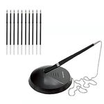 NEO+ Quality Reception Pen Desk Set On Chain With Stand - Black Counter Pen, 10 FREE REFILLS INCLUDED (1 PEN + 10 REFILLS)