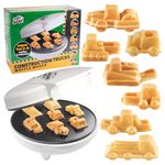 Construction Trucks Mini Waffle Maker - Make 7 Different Vehicle Shaped Pancakes Featuring a Bulldozer Forklift & More- Electric Nonstick Pan Cake Car Waffler Iron, Breakfast for Kids or Gift for Him