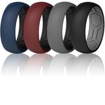 ThunderFit Men Breathable Air Grooves Silicone Wedding Ring Wedding Bands 7.8mm wide, 1.8mm Thick (Blue-Black, Grey-Black, Dark Red-Black, Black-Dark Grey Size 8.5-9 (18.90mm))