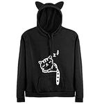 RGOSME Juniors Cat Hoodies for Teen Girls,Novelty Cat Ear Pullover Sweater with Pocket (Black,S)