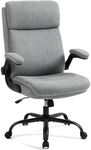 CASTLOVE Ergonomic Office Chair for Home - Computer Desk Chair with Back Support - Flip Up Armrest - High Back - Height Adjustable - Tilt Function (Fabric Office Chair Grey Max 150 kg)
