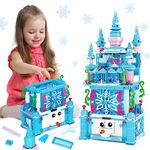 MOONTOY Princess Castle Building Blocks Toys for Girls, 492PCS Blue Frozen Castle Building Toys Set, STEM Educational Construction Toys for 6 7 8 9 10 11 12 Year Old Kids, Gift Idea for Girls