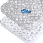 Waterproof Pack N Play Mattress Pad Protector 2 Pack, Quilted Pack and Play Sheets Cover, Compatible with Graco Pack n Play, Baby Foldable and Playard Mattress, Portable Mini Crib