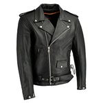 Milwaukee Leather LKM1711 Black Leather Motorcycle Jacket for Men, Thick Police Style Biker Jacket w/Side Lace - Large