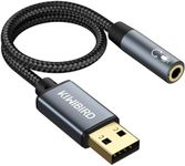 KiWiBiRD USB to 3.5mm Jack Audio Adapter, USB to Headphone and Microphone Jack, Gaming Headset USB Aux, TRRS 4-pole, Stereo Sound Card with DAC Compatible with MacBook, Windows, PS4, PS5