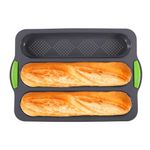 Konesky Silicone Baguette Pan, High Temperature Resistance French Stick Bread Baking Tray, Non-Stick Baking Mold with 3 Slots, French Bread Baking Mould for Baking Kitchen Gadgets