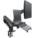 Gadget Wagon 17-27" Gas Strut LED Monitor Desk Arm with Laptop Tray 360 Degree Swivel tilt