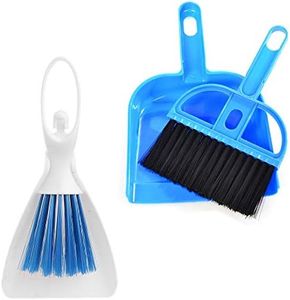 PINVNBY Mini Dustpan and Brush Set, Cage Cleaner for Guinea Pigs, Cats, Hedgehogs, Hamsters, Chinchillas, Rabbits, Reptiles, and Other Small Animals 2 Pack Mini Hand Broom and Dustpan