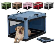 Petsfit Portable Dog Crate, Adjustable Fabric Cover by Spiral Iron Pipe, Chew Proof 3 Door Design Travel Dog Crates 91 cm L x 61 cm W x 59 cm H Blue