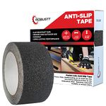 Robustt Anti Skid/AntiSlip 5mtr(guaranteed) X50mm (Pack of 1) Black Fall Resistant with PET Material and Solvent Acrylic Adhesive Tape for Slippery Floors, Staircase, Ramps, Indoor, Outdoor Use